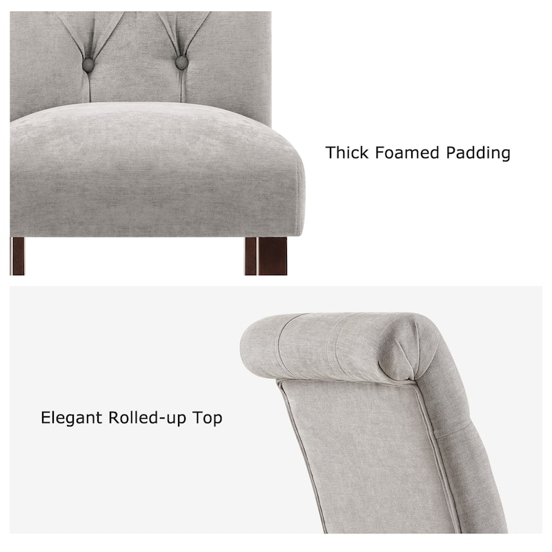 Tufted Parsons Dining Side Chairs ,Upholstered Fabric Dining Chairs Kitchen Chairs with Padded Seat(Set Of 2) - set of 2