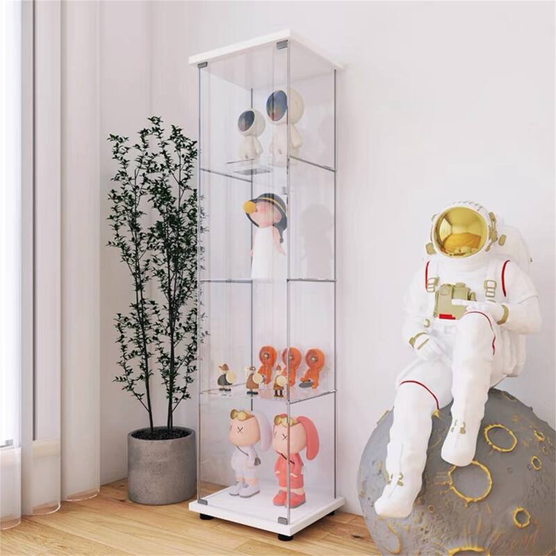 One Door Glass Cabinet Glass Display Cabinet with 4 Shelves