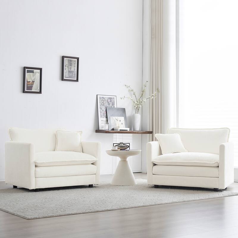 High-end Chenille Upholstered Armchairs with Toss Pillow 2PCS