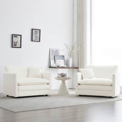 High-end Chenille Upholstered Armchairs with Toss Pillow 2PCS