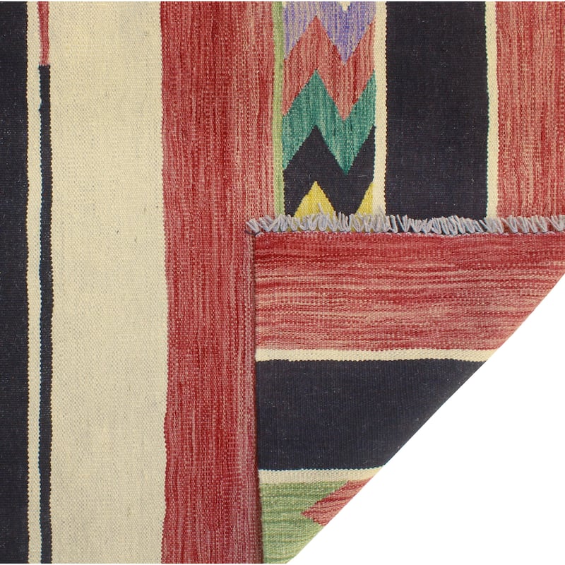 Modern Flatweave Albina Red/Black Rug - 5'8" x 8'4"