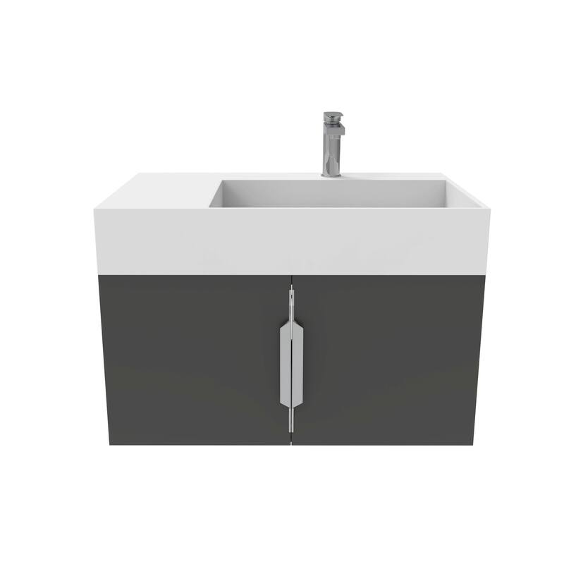 Amazon 30" Wall Mounted Bathroom Right Basin Vanity Set w/ White Top