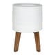 preview thumbnail 16 of 16, Kate and Laurel Gavri Metal Planter with Wood Stand - 11.25" Diameter