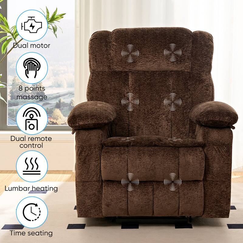 Mixoy Velvet Power Lift Recliner Chair,Dual Motor Heat Massage Electric Recliners Arm Chair with Remote