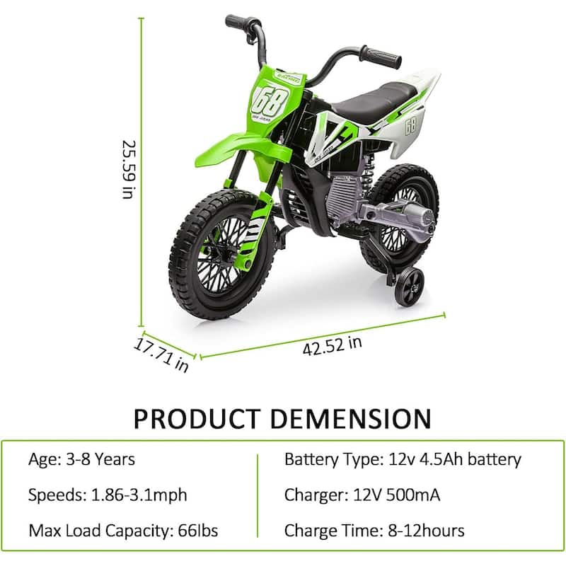 12V Electric Dirt Bike Ride on Toy with 2 * 25W Motor
