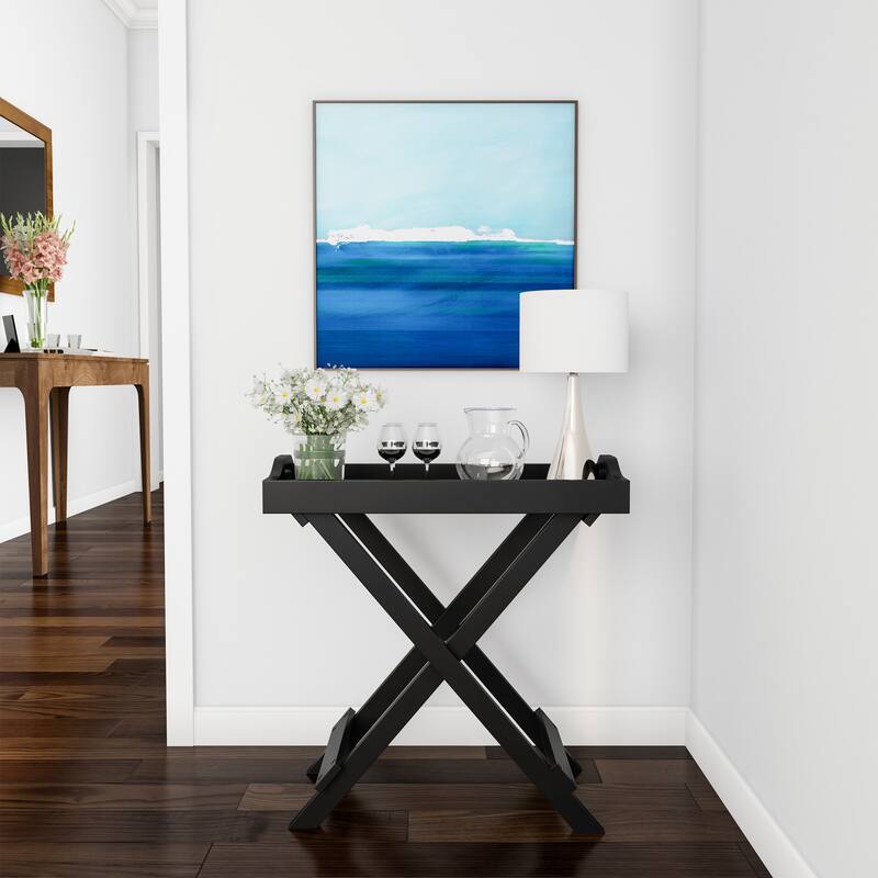 Lavish Home Folding End Table with Tray Top, Black