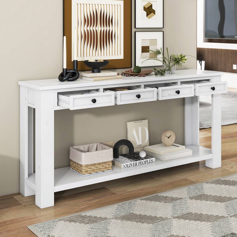 Console Table/Sofa Table with Storage Drawers and Bottom Shelf