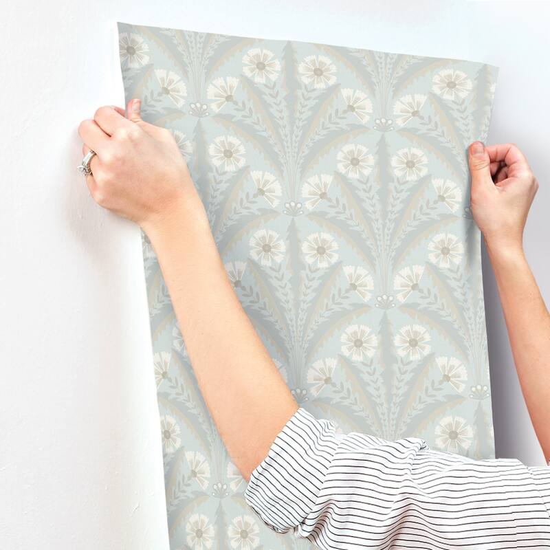 Chesapeake Tap Root Light Blue Floral Damask Wallpaper
