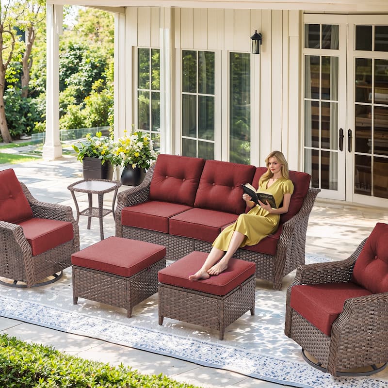 5-Piece Sofa Swivel Chairs with 30 Inch Fire Pit Table