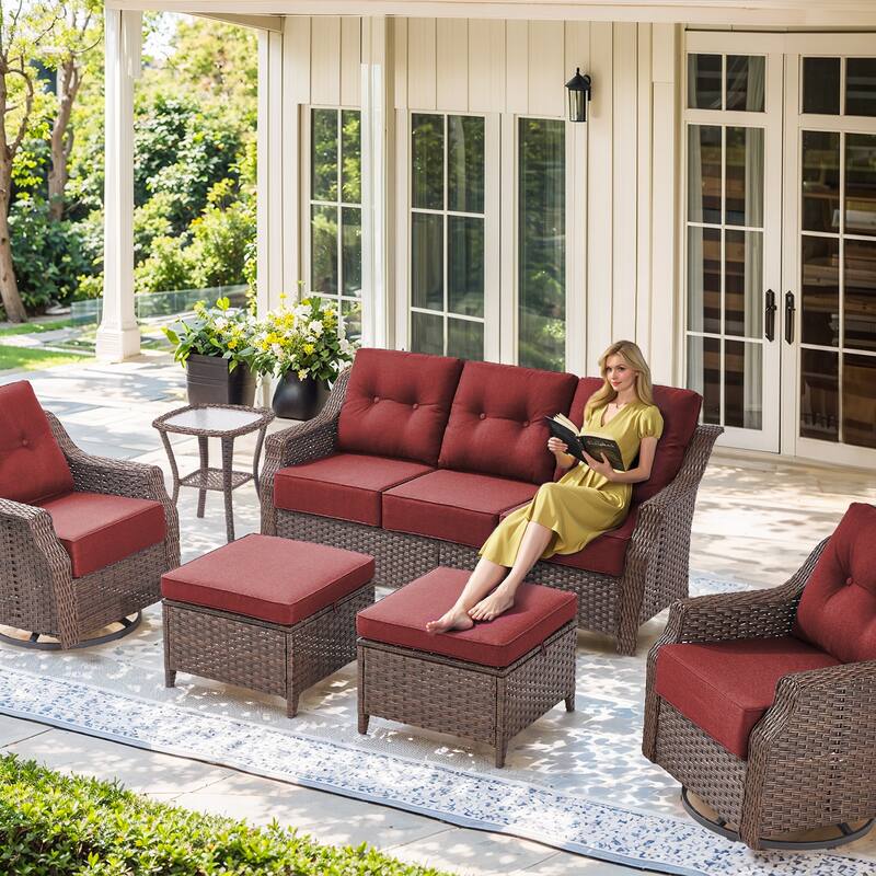 5-Piece Sofa Swivel Chairs with 43" Firepit Table