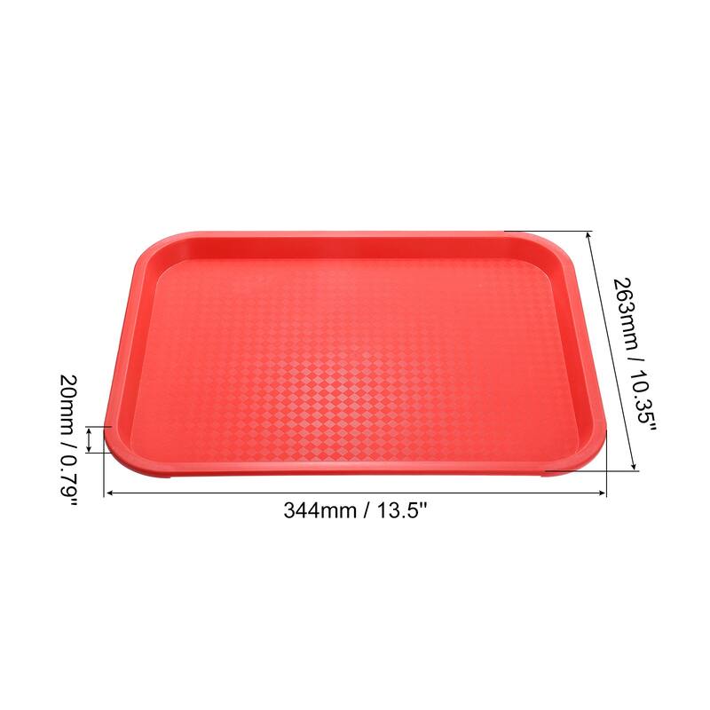 10" x 14" Plastic Fast Food Trays Bulk Rectangular Serving Trays, Red - Red