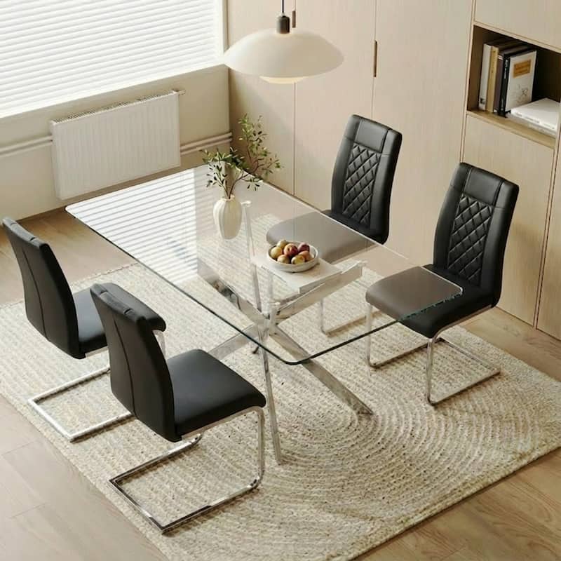 16.9" PU Leather Upholstered High-Back Dining Chairs, Set of 4