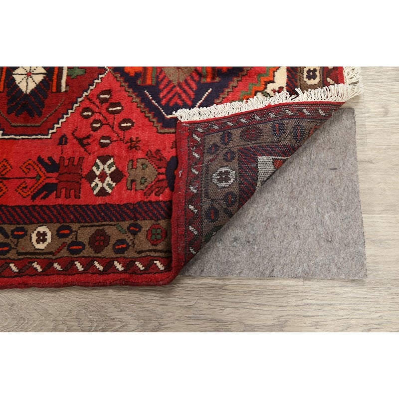 Geometric Persian Hamedan Area Rug Wool Hand-knotted Kitchen Carpet - 3'2" x 4'7"