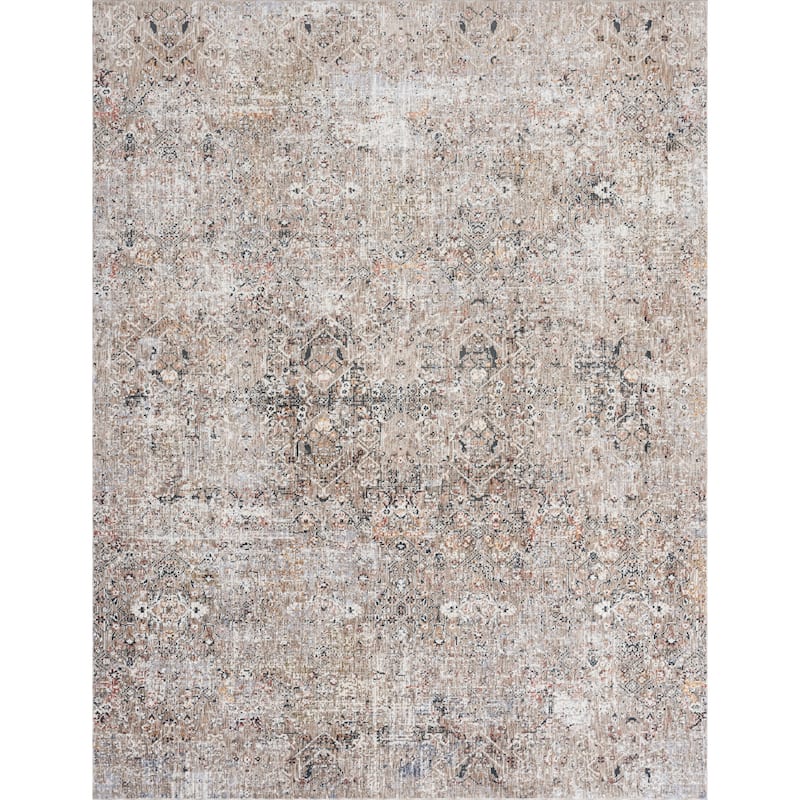 Earth Tones/Pewter Transitional Area Rug