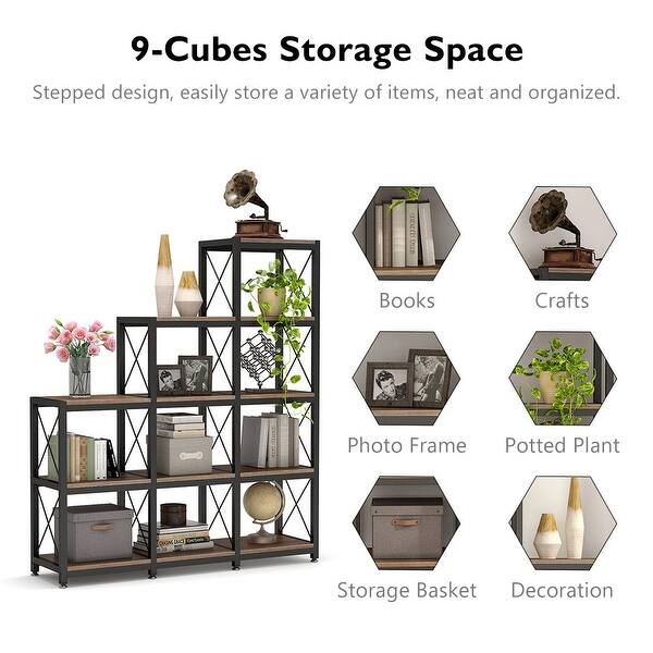 Shop Corner Bookshelf 9 Cubes Stepped Etagere Bookcase Overstock