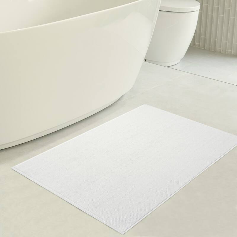 American Soft Linen 100% Cotton Bath Mat Rugs, 20x34 inches Slip Resistant Bottom Base Bath Mats for Bathroom