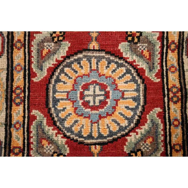 Red Kazak Runner Rug Hand-Knotted Hallway Wool Carpet - 2'1" x 6'1"
