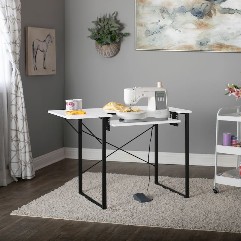 Sew Ready Dart Wood Top Sewing Table with Folding Top