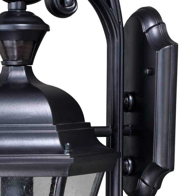 Aberdeen Black Motion Sensor Dusk-to-Dawn Outdoor Wall Light - 9.5-in W x 23-in H x 11-in D