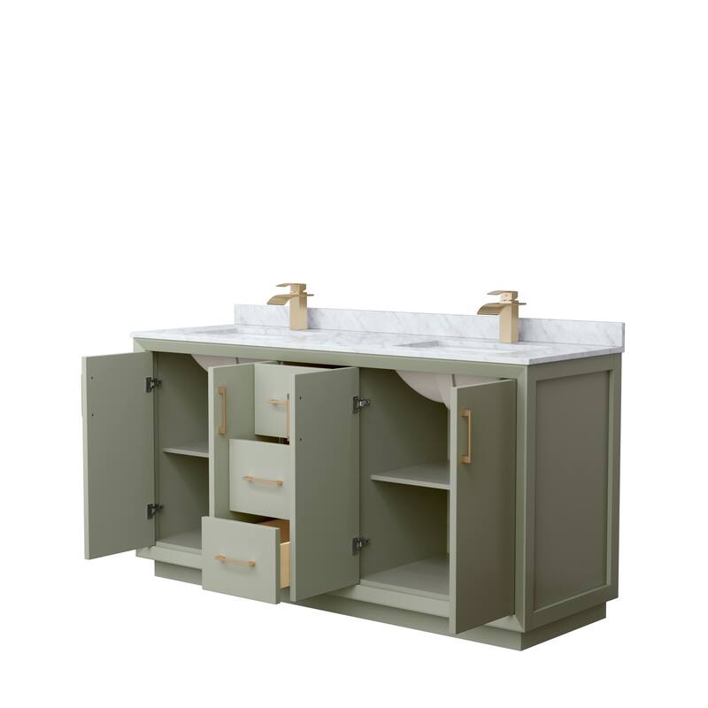 Strada 66-Inch Double Vanity Set, Carrara Marble Top