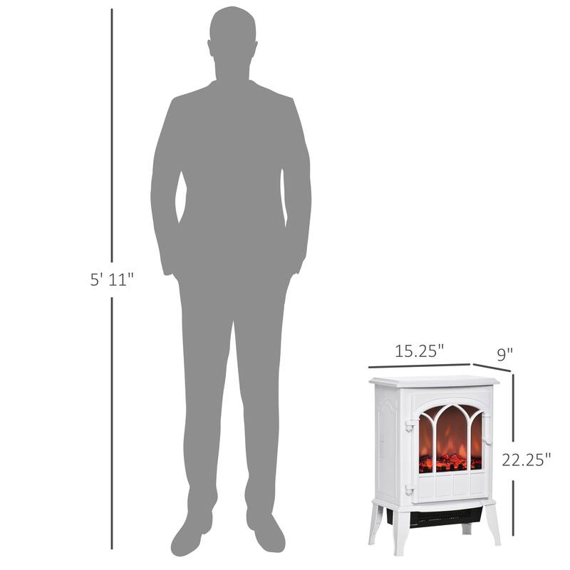 HOMCOM 22" Electric Fireplace Stove, Freestanding Fireplace Heater with Realistic LED Flame, Adjustable Temperature, Black