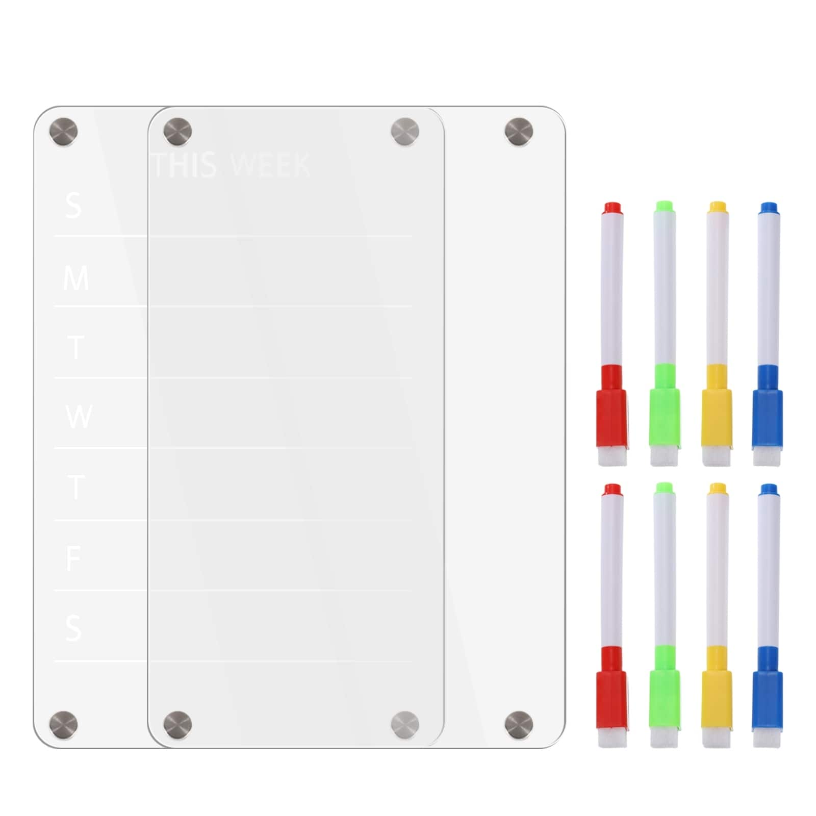 Magnetic Acrylic Monthly and Weekly Calendar for Fridge Black Dry Erase  Acrylic Refrigerator Calendar Planning Board Includes 6 Colorful Markers  for