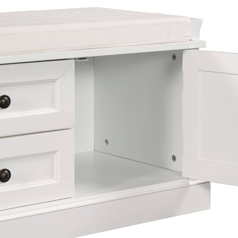 Storage Bench Shoe Bench with Removable Cushion for Living Room