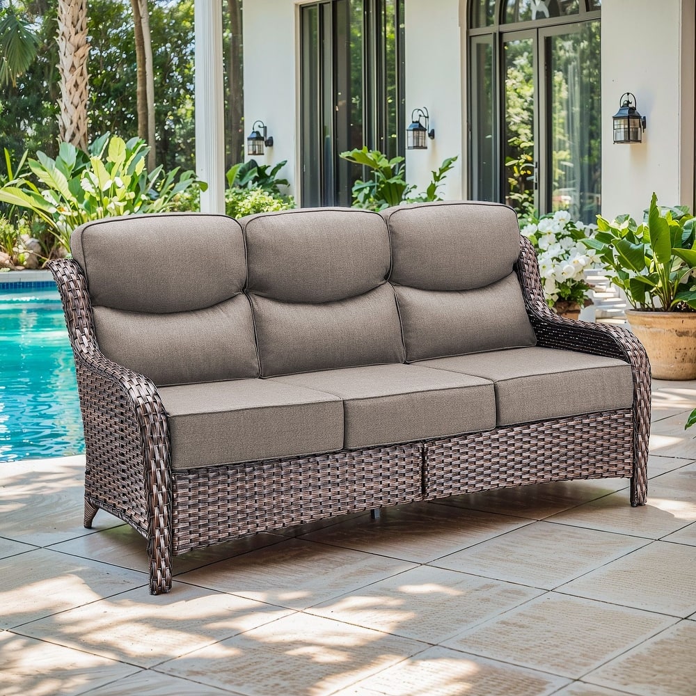 Gymojoy 72'' 3-Seat Outdoor Durable Sofa with 6-Inch Ultra-Plush Cushions & Water-Resistant Olefin Fabric