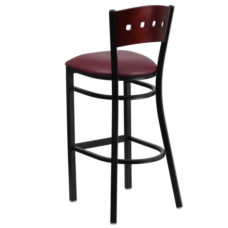 Decorative 4 Square Back Metal Restaurant Barstool - 19.75"W x 20"D x 43"H - 19.75"W x 20"D x 43"H