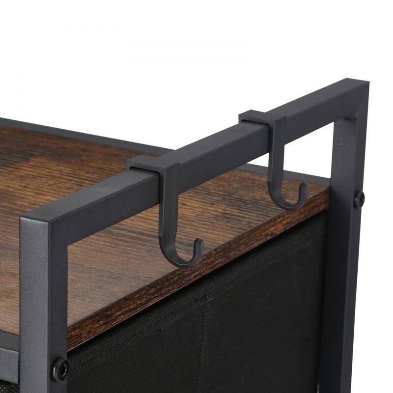 Black Laundry Hamper with 3 Removable Bags, 2 Drawers and Top Shelf for Bathroom or Bedroom - 32.68 x 12.60 x 31.89 in