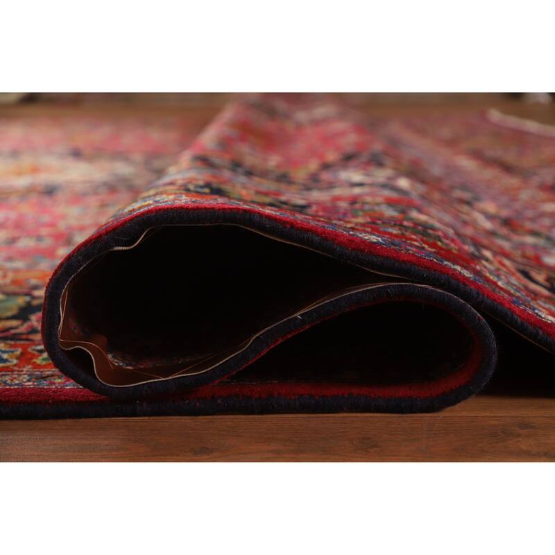 Hand Knotted Oriental 100% Wool Carpet Traditional Floral Red Mashad Area Rug - 16' 4'' X 10' 0''