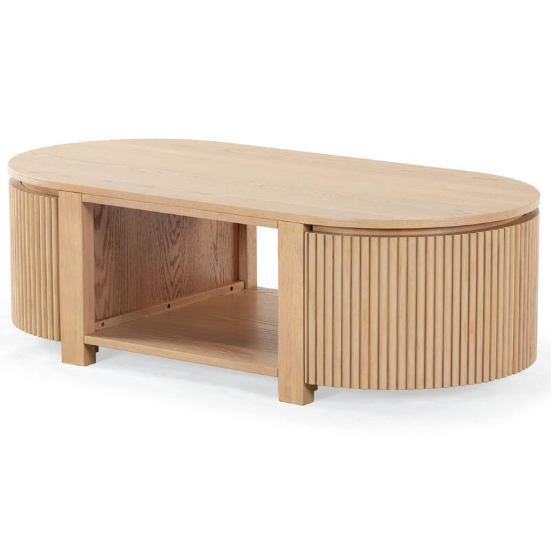 SAFAVIEH Couture Shelbie Reeded Oval Coffee Table, Fully Assembled - 51"W x 25"D x 16"H