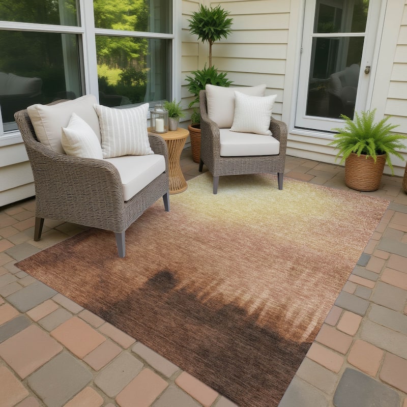 Machine Washable Indoor/ Outdoor Modern Dawn Chantille Rug - Rust - 2'6" x 3'10"