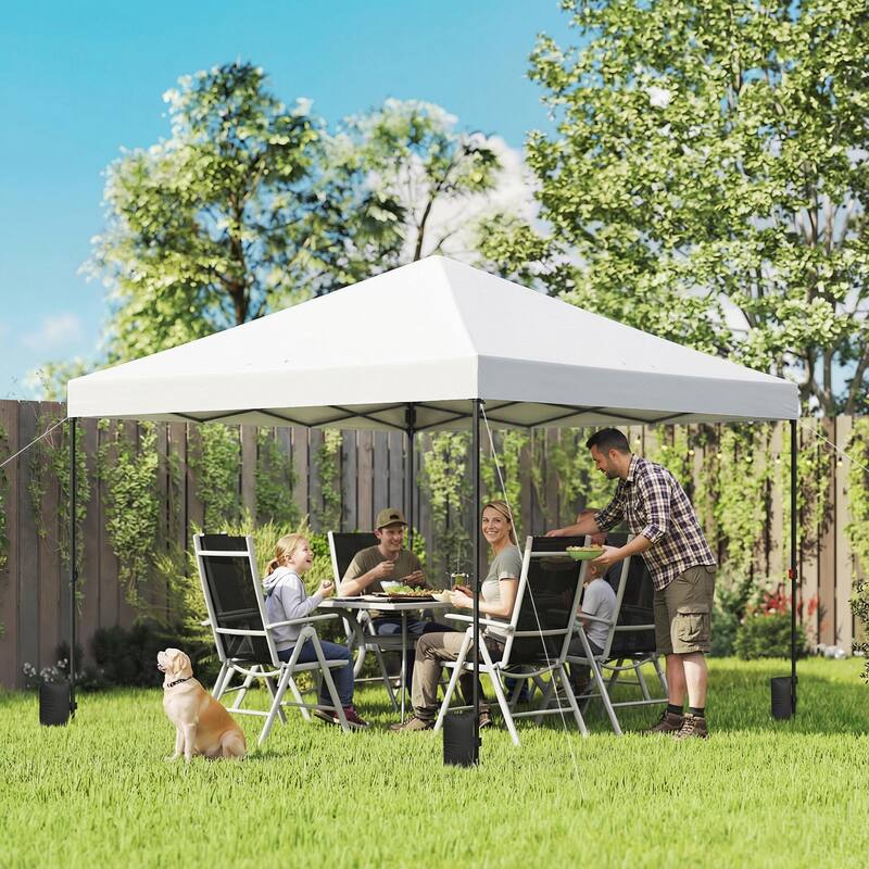 Outsunny 10 x 10 ft Pop Up Canopy Tent with One Push Setup, Easy Setup Outdoor Portable Instant Canopy Shelter - White