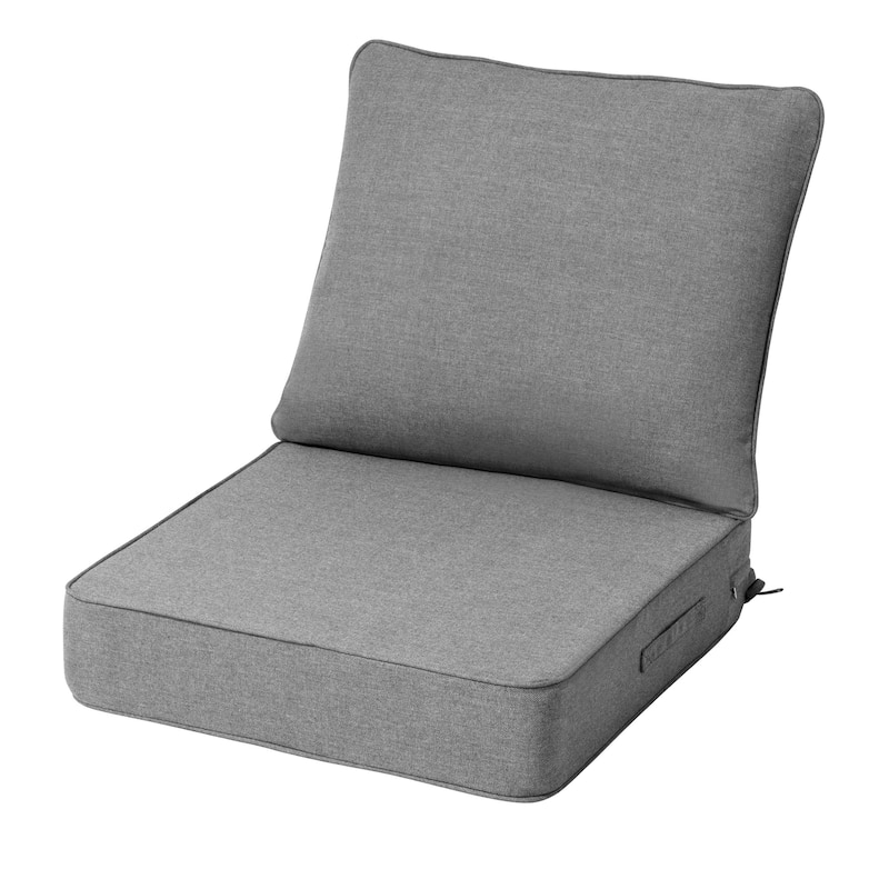 24''Wx24''Dx5.5''in T Outdoor Indoor Patio Premium Fabric Seat Cushions Set (Seat & Back) - 1PC - LightGrey