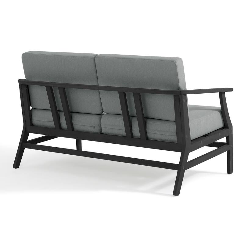 Teak Outdoor Patio Club Chairs Loveseat with Cushions