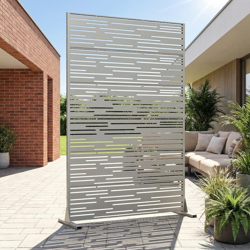 Shine Metal Privacy Screen Panel Free Standing - Grey - 72"x47"