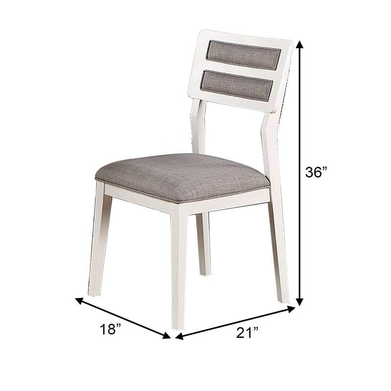 White/Gray Fabric Upholstered Wood Frame Dining Chair, Set of 2, Sturdy Dining Chair for Dining Rooms - 15.5