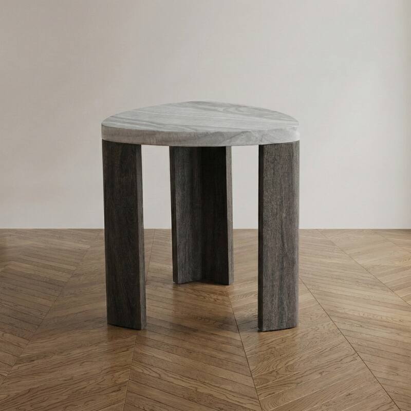 Furniture of America Elric Modern Grey and Brown Wooden Triangular End Table - Grey and Brown