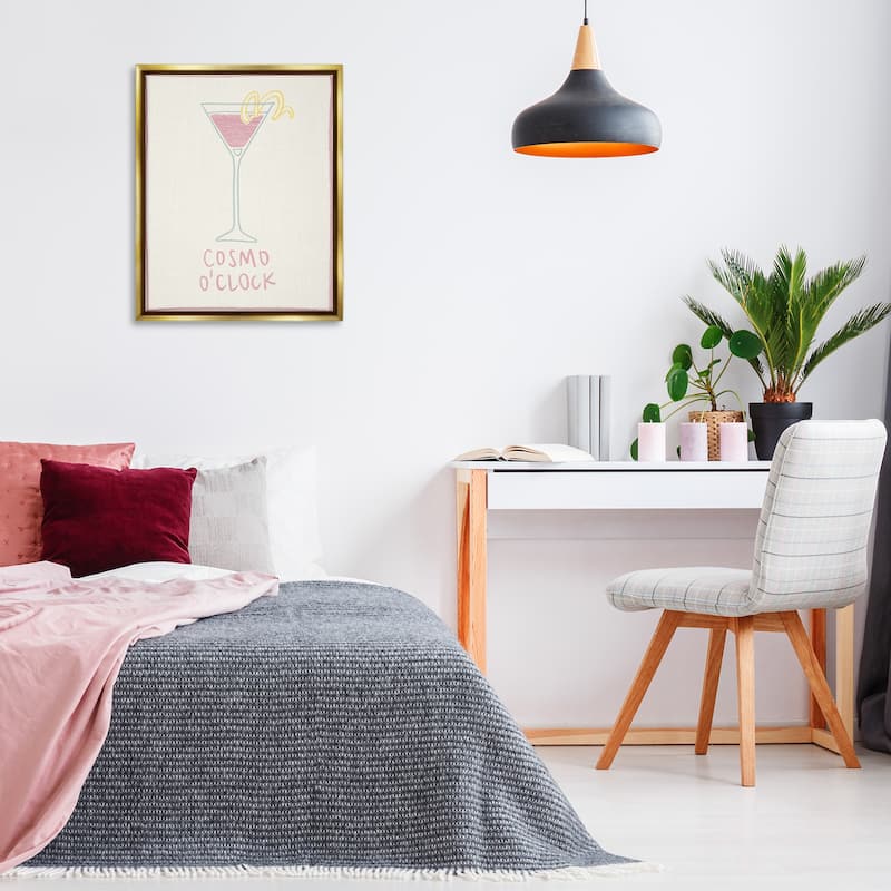 Stupell Minimal Cosmo O'Clock Framed Floater Canvas Wall Art Design By Grace Popp