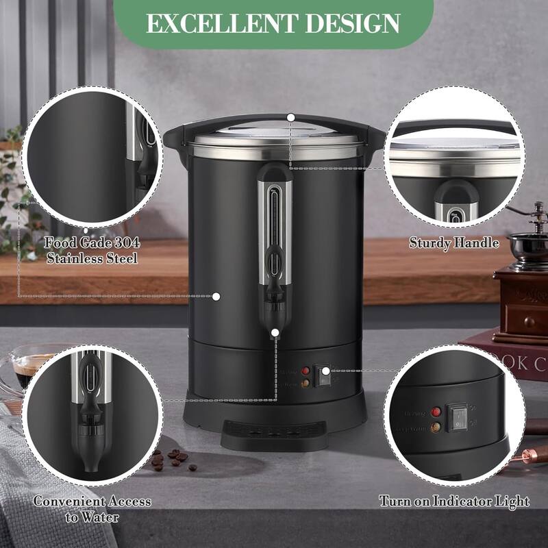 Large Stainless Steel Coffee Urn with Double Wall Insulation