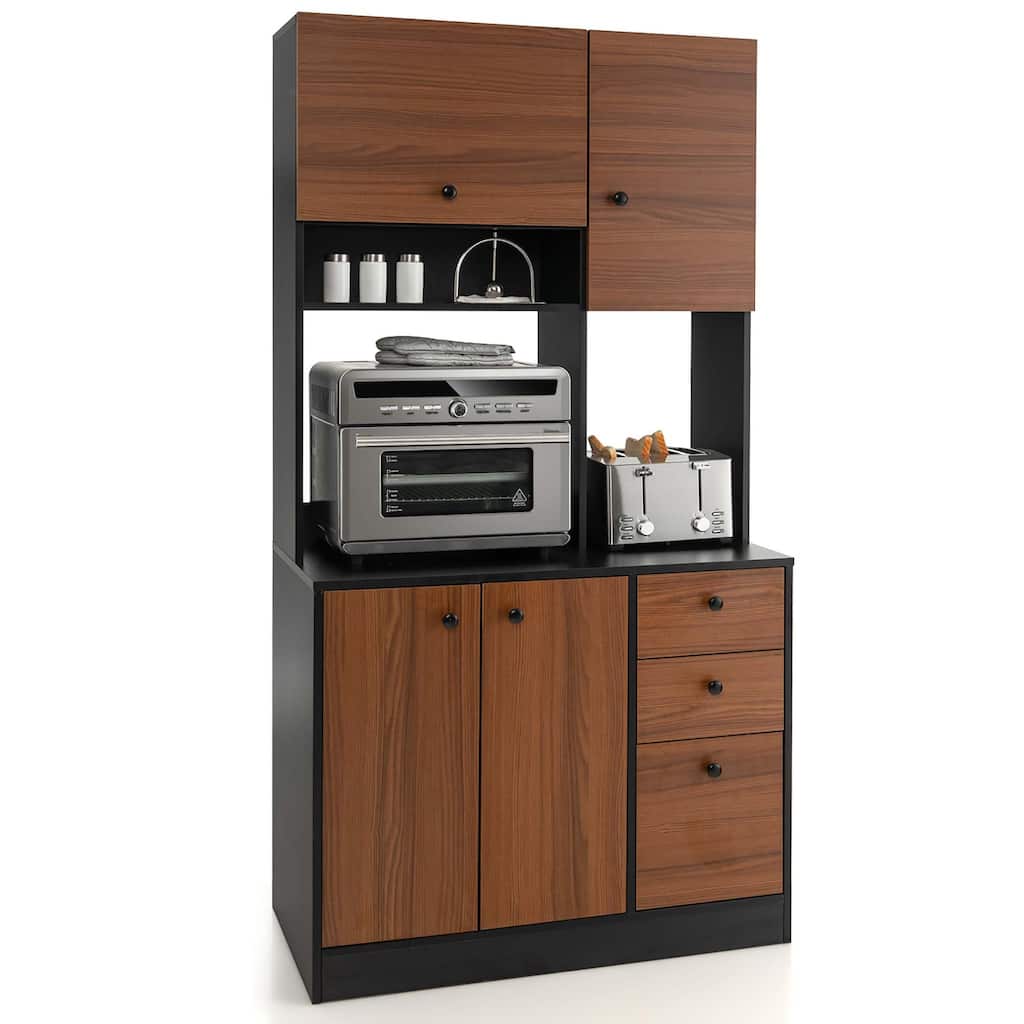 Costway 71'' Tall Kitchen Pantry Buffet Hutch Freestanding Storage