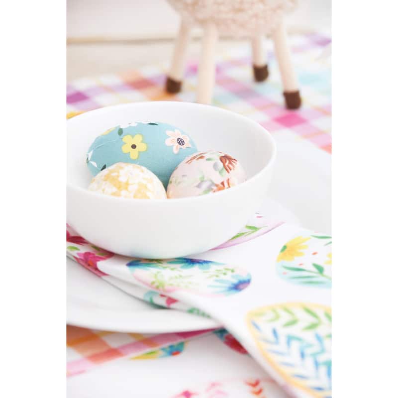 Colorful Easter Egg Charm & Plaid Spring Placemats Set of 6 Springtime, 14" x 20" - Multicolored