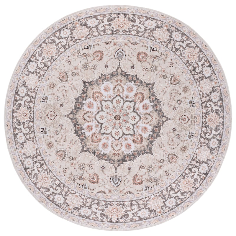 SAFAVIEH Arizona Ewdoksia Machine Washable & Slip Resistant Rug - 6' Round - Sage/Ivory