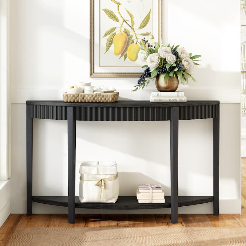 Christopher Knight Home- Octavius Wood Half-Moon Entryway Table