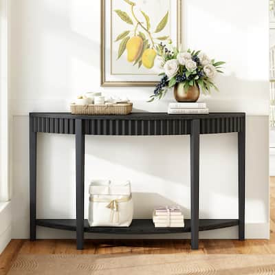 Christopher Knight Home- Octavius Wood Half-Moon Entryway Table