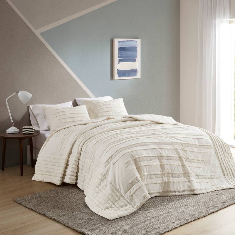 Intelligent Design Camden 3 Piece Cotton Quilt Set with Chenille Trims