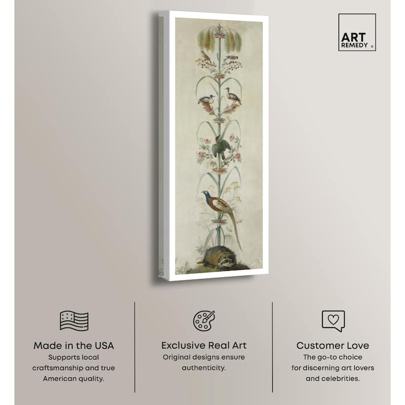 Birds and Flowers Panoramic Canvas by Art Remedy, Gallery Wrapped