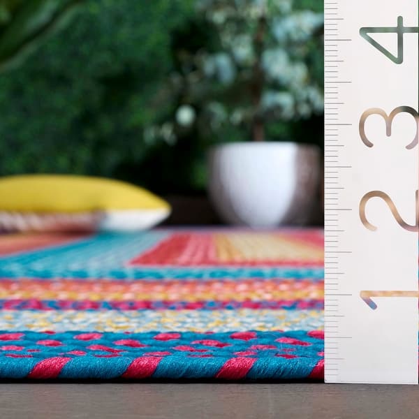 dimension image slide 1 of 3, SAFAVIEH Handmade Braided Jo Machine Washable Country Casual Rug