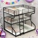 preview thumbnail 1 of 11, Full XL over Twin XL over Queen Size Triple Bunk Bed with Ladder,Unique Curved Metal Frame In A Black Finish,Black Black